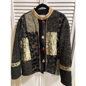 Vintage Flashback Patch Work Button Up Jacket Asian Inspired Design Size S